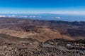 View from Teide ÃâÃÂ¾ Las Canadas Caldera volcano with solidified lava and Montana Blanca mount. Teide national Park, Tenerife, Royalty Free Stock Photo